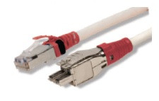 TERA. Шнур соединительный, 4Pr.TERA -> MC6S 4Pr.T568B, (1м) , кат.6A, LSOH, чёрные колпачки T4A-S01M-B01L