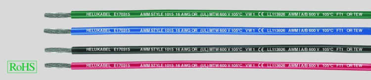 Провод монтажный UL-CSA 600V. AWG20 STYLE 1015 гибкий, 600V, чёрный.