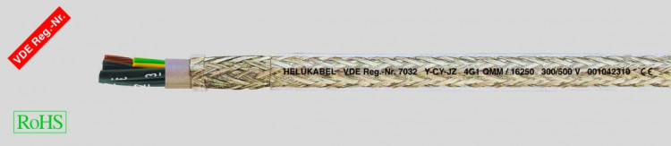Кабель контрольный Y-CY-JZ 4G0,75 экранированный, с цифровой маркировкой жил.